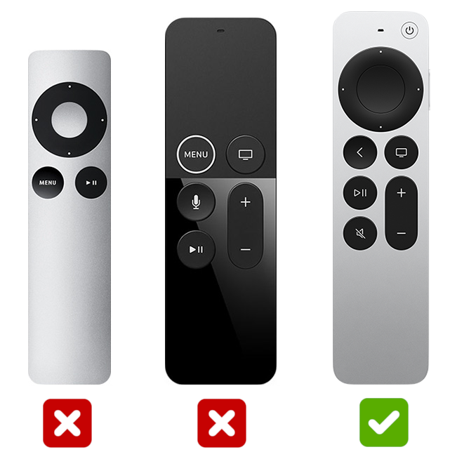 Sideclick Universal Remote Attachment for Apple TV 2nd and 3rd Gen 4K - Silver Siri Remote